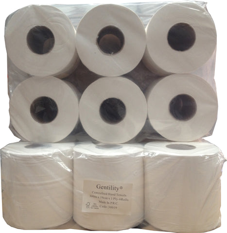 1 Ply Centre Feed Paper Roll Towels - Gentility