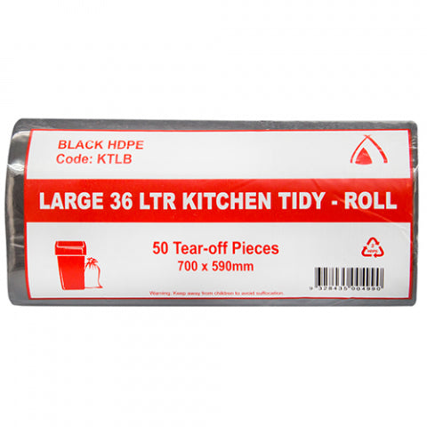 36L Kitchen Tidy Bags - Black 50 Bags