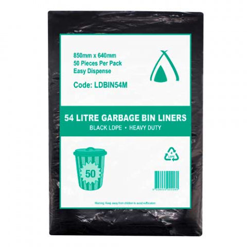 54L Black Bin Liners - 50 Bags