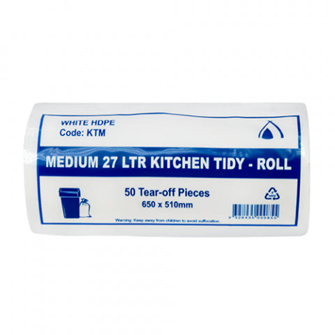 27L Kitchen Tidy Bags - White 50 Bags