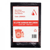 82L Black Bin Liners - Heavy Duty 25 Bags